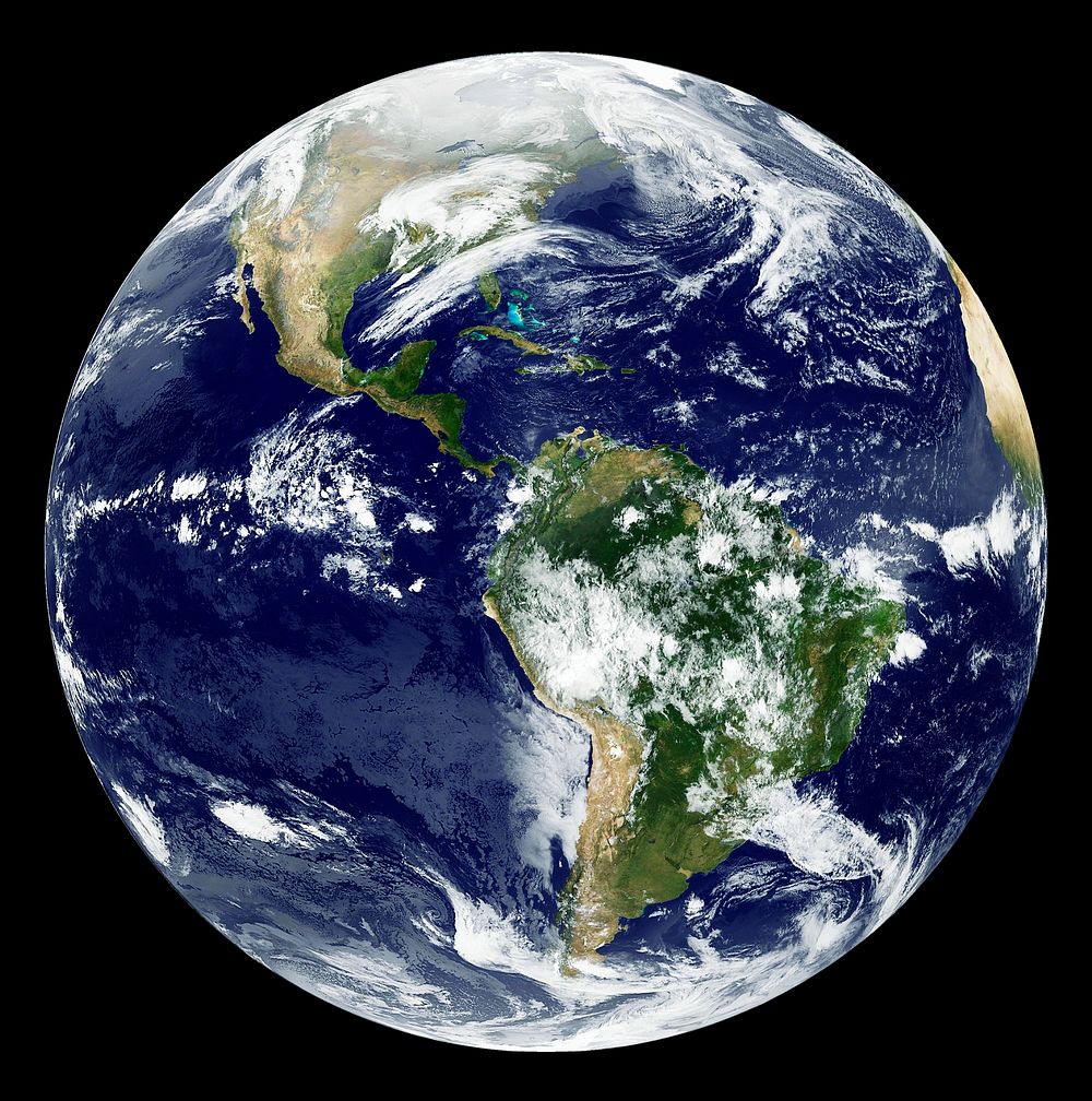GOES 12 satellite image showing earth on March 25, 2010. Original from NASA . Digitally enhanced by rawpixel.