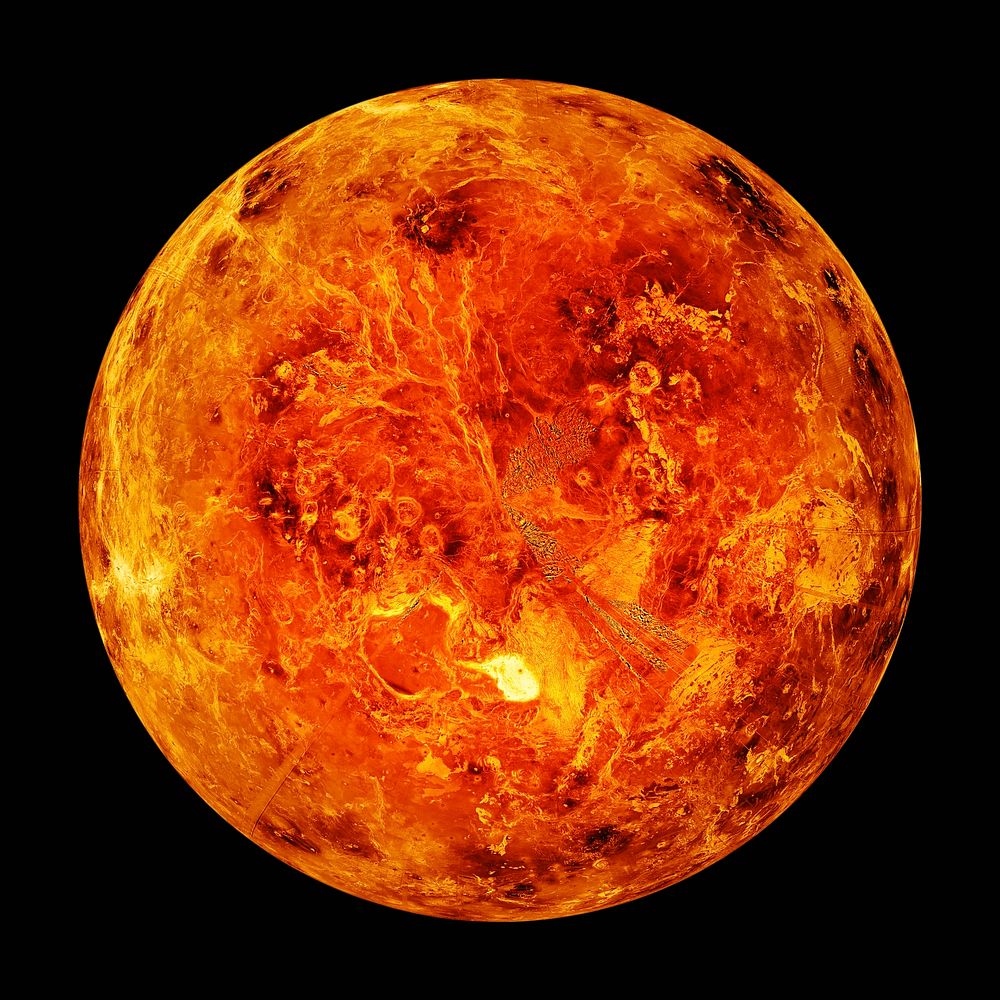Venus, space sticker, planet surface psd