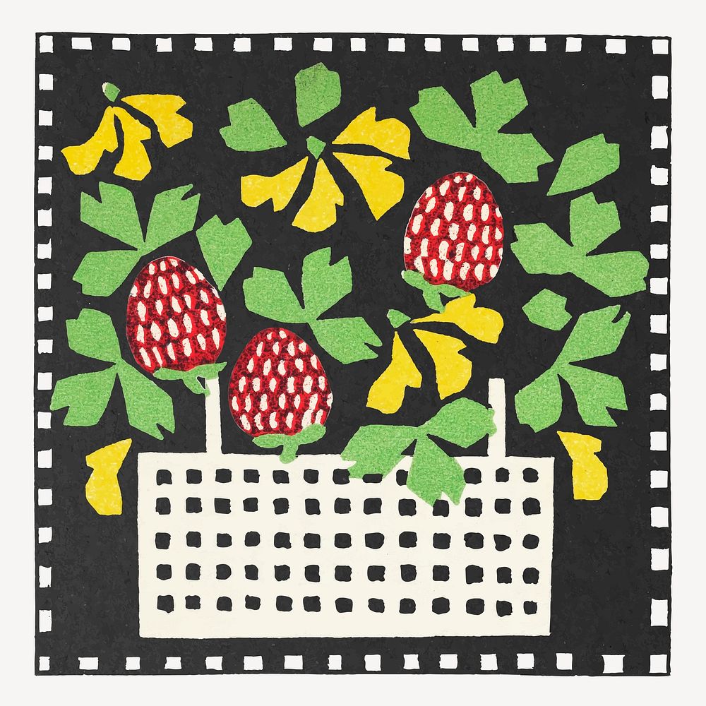 Basket of strawberries vector