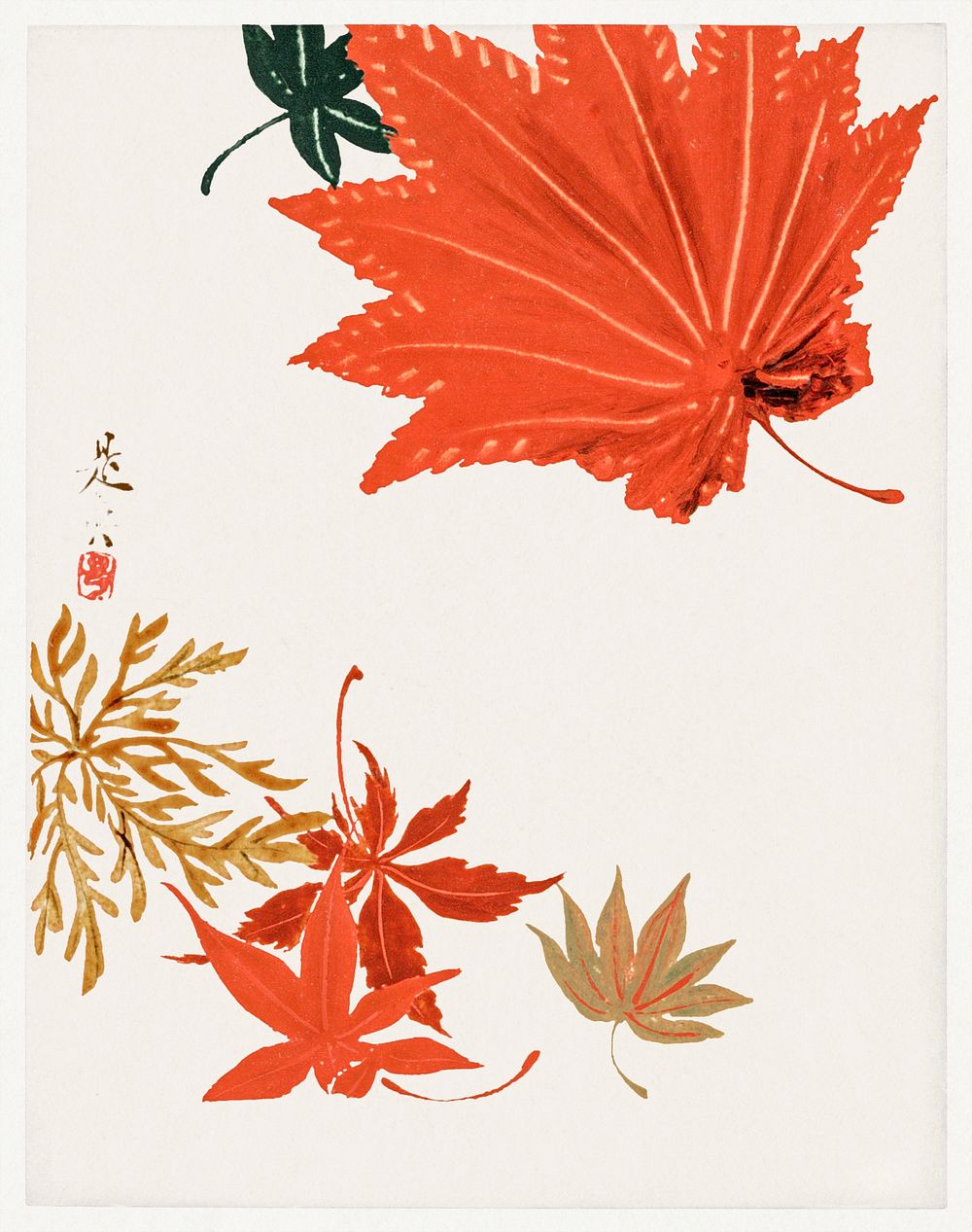 Maple Leaves by Shibata Zeshin  Original from The MET Museum. Digitally enhanced by rawpixel.