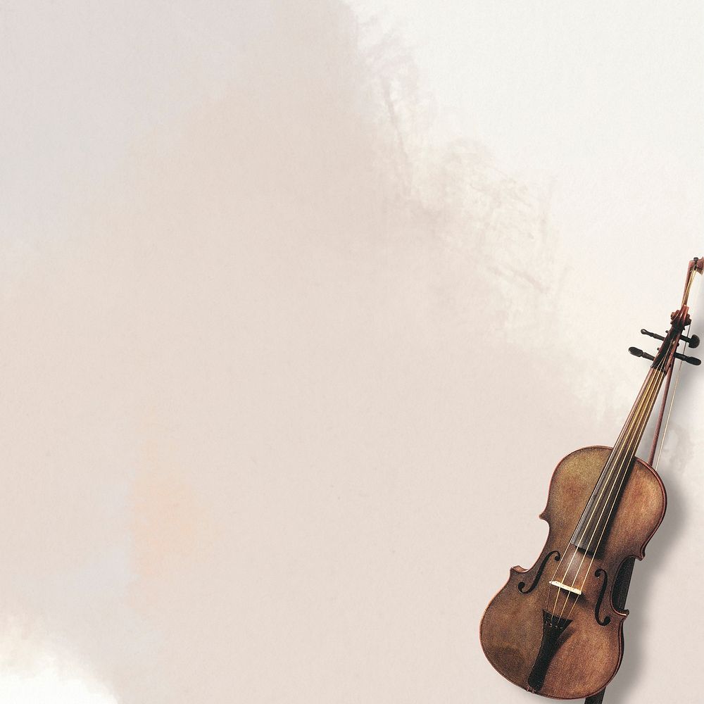 Vintage hand drawn violin on beige background illustration