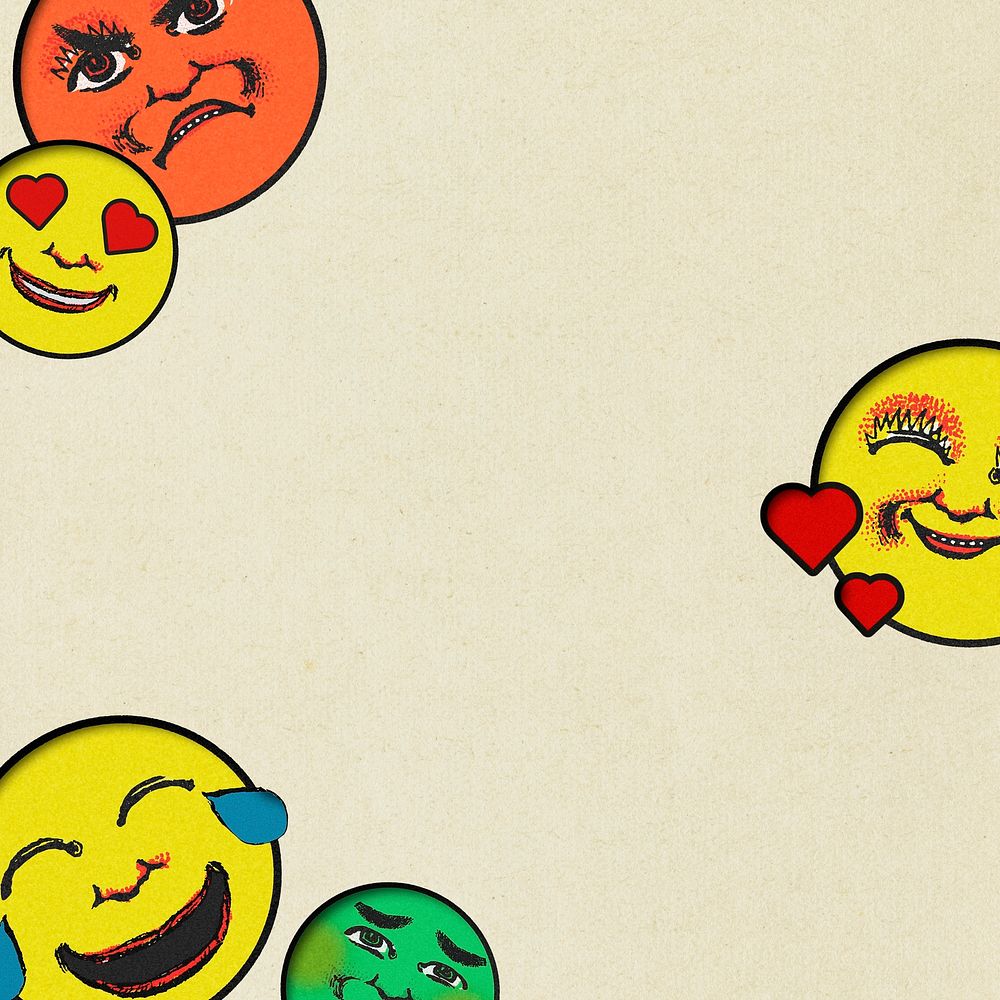 Vintage emoji frame design element