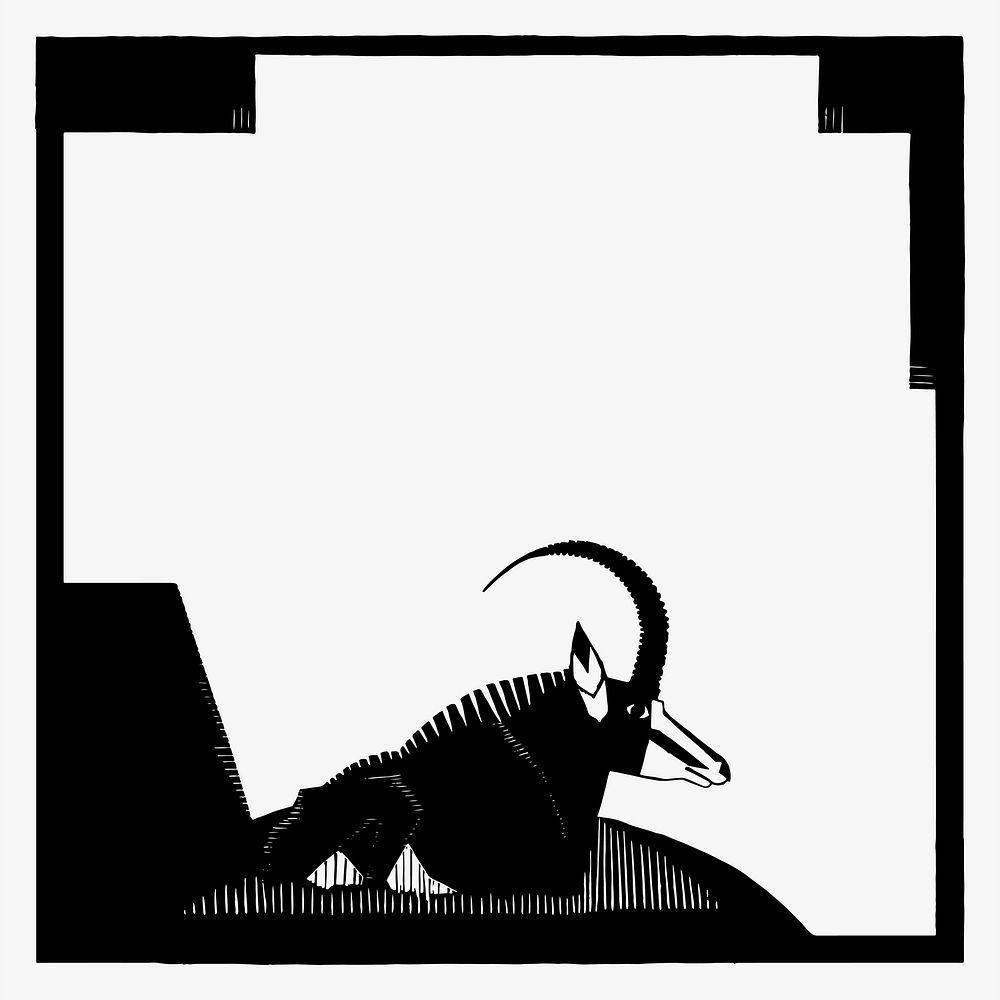 Vintage saber antelope frame vector, remix from artworks by Samuel Jessurun de Mesquita