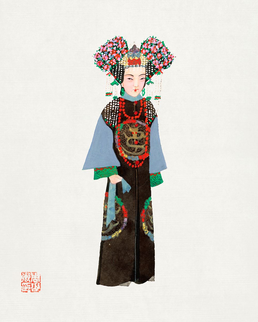 Chinese Empress costume. Digitally enhanced from our own edition of Chinese Costumes (1932). 