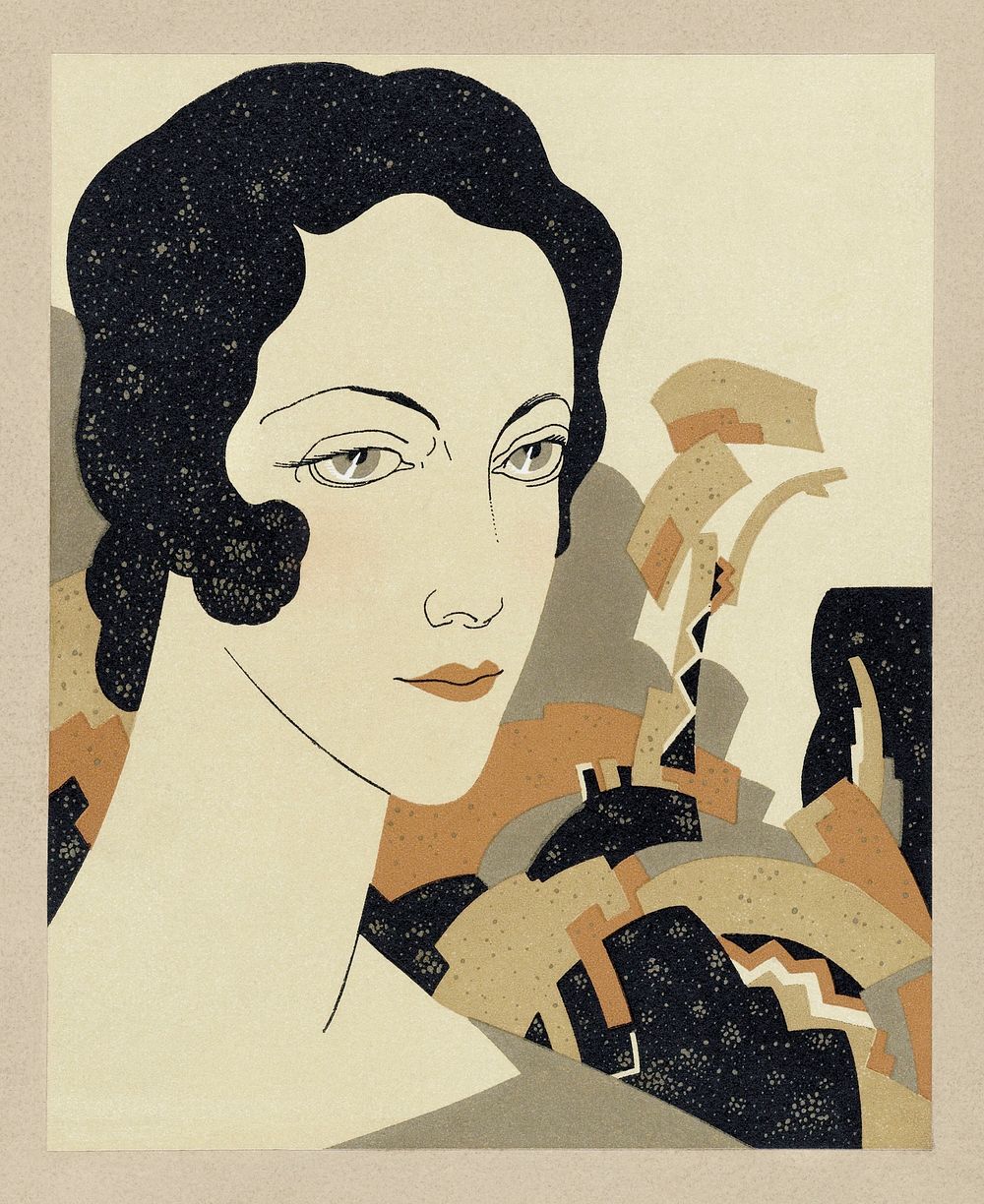 Woman's head (1931) fashion illustration in high resolution. Original from the Rijksmuseum. Digitally enhanced by rawpixel.