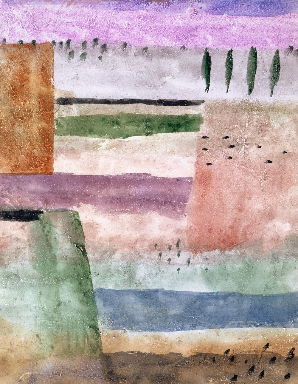 Landscape with Poplars (1929) painting in high resolution by Paul Klee. Original from the Kunstmuseum Basel Museum.…