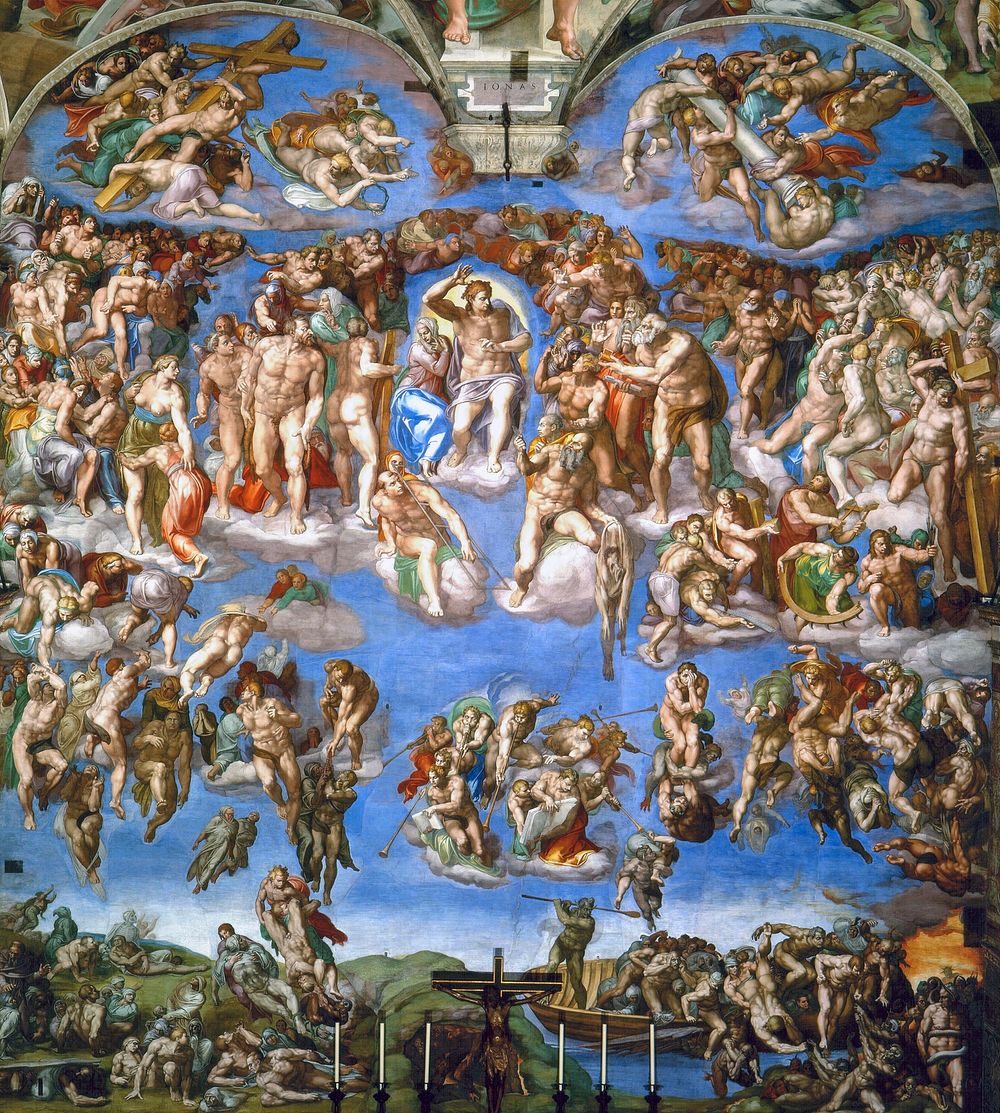 Michelangelo Buonarroti's The Last Judgment (1536-1541) famous painting Original from Wikimedia Commons. Digitally enhanced…