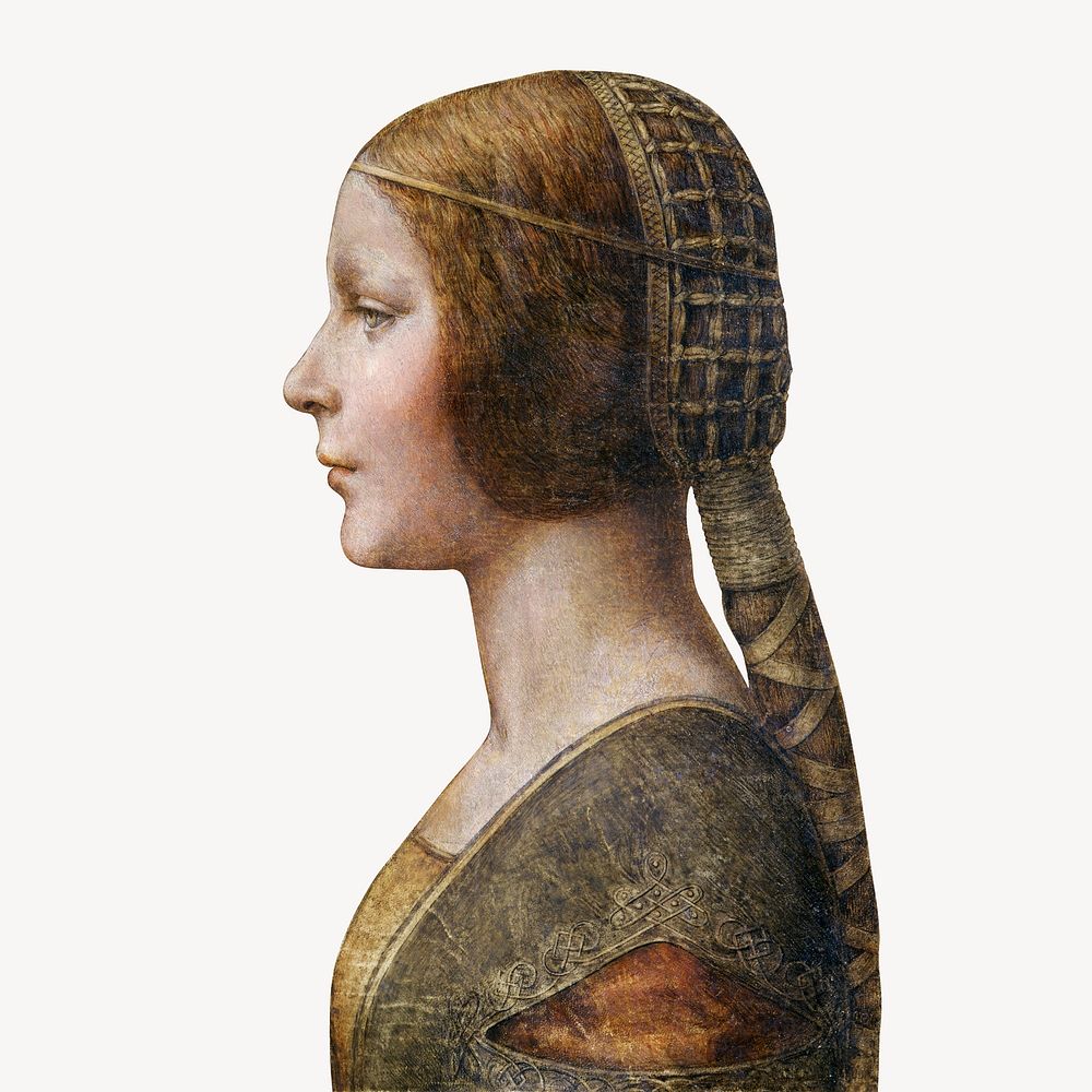 Da Vinci's Profile of a Young Fianc&eacute;e collage element, vintage illustration psd