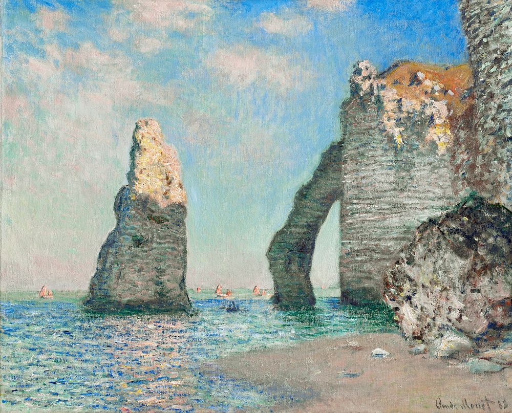 Claude Monet's The Cliffs at &Eacute;tretat (1885) famous painting. Original from the Sterling and Francine Clark Art…
