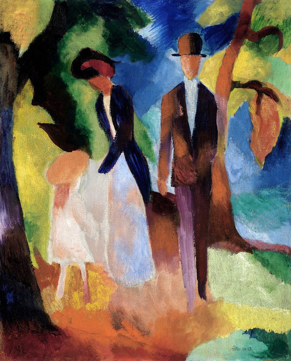 August Macke's People by a Blue Lake (1913) famous painting. Original from Wikimedia Commons. Digitally enhanced by rawpixel.