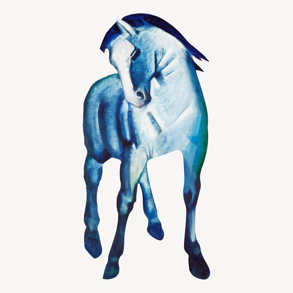 Blue horse illustration, vintage animal graphic