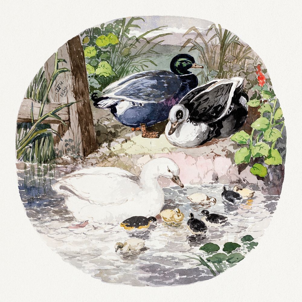 British Ducks (1850) painting in high resolution by John Frederick Herring. Original from Yale University Art Gallery.…