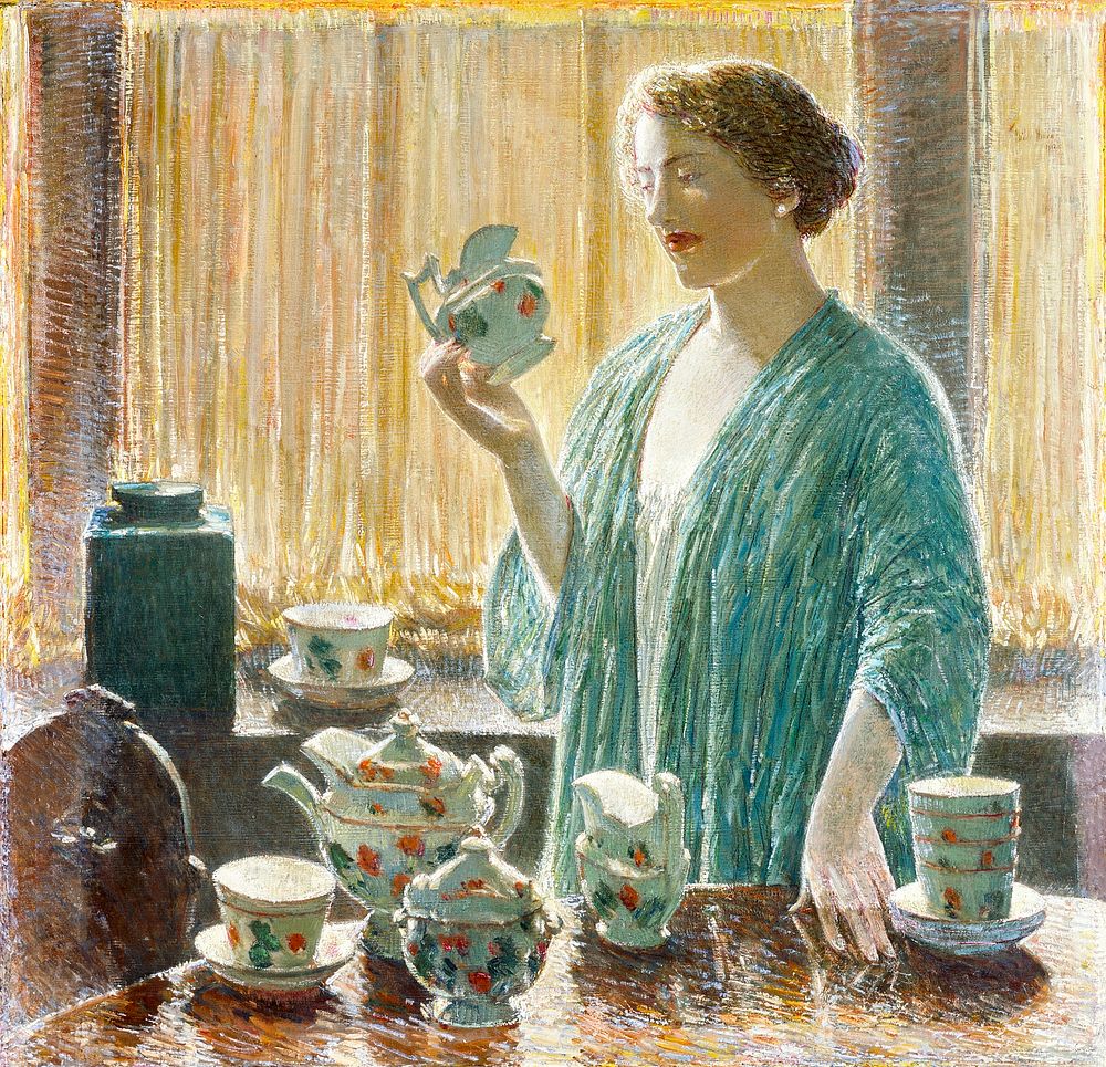 Strawberry Tea Set (1912) by Frederick Childe Hassam. Original from The Los Angeles County Museum of Art. Digitally enhanced…