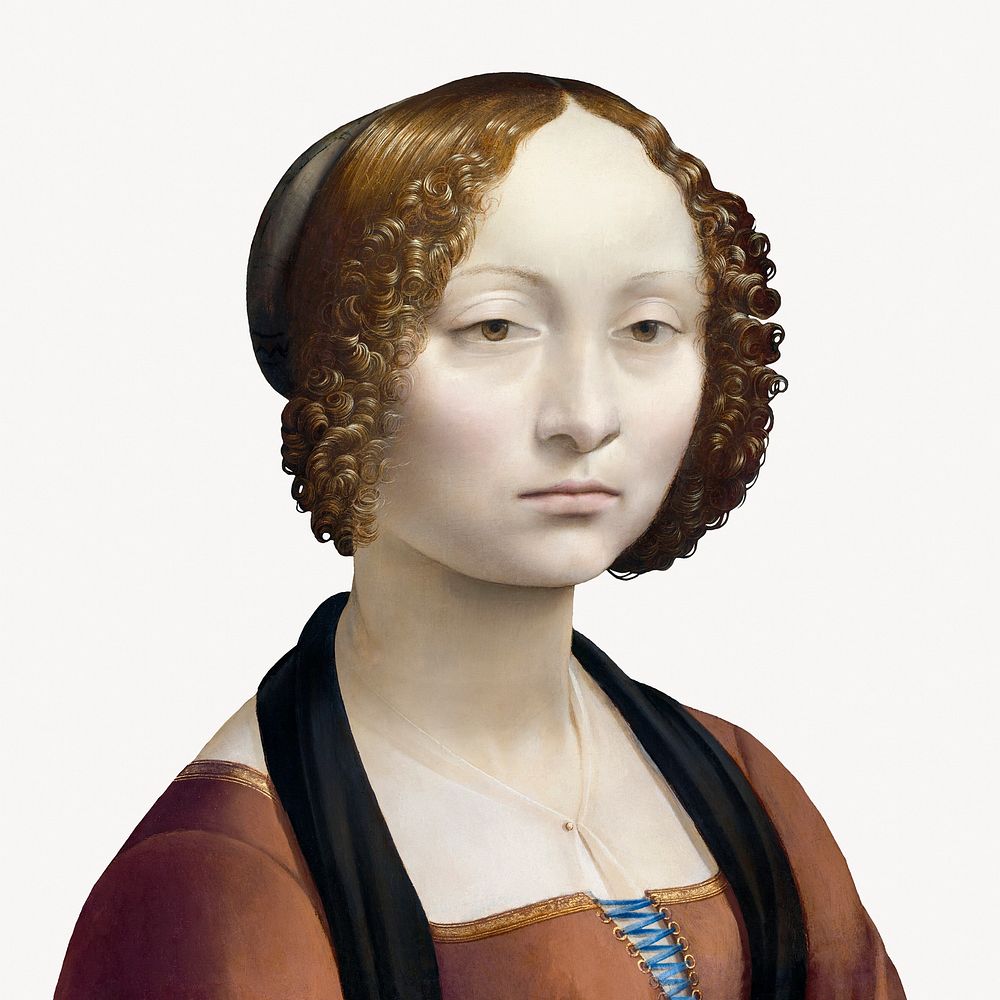 Woman illustration, da Vinci-inspired vintage artwork, remixed by rawpixel