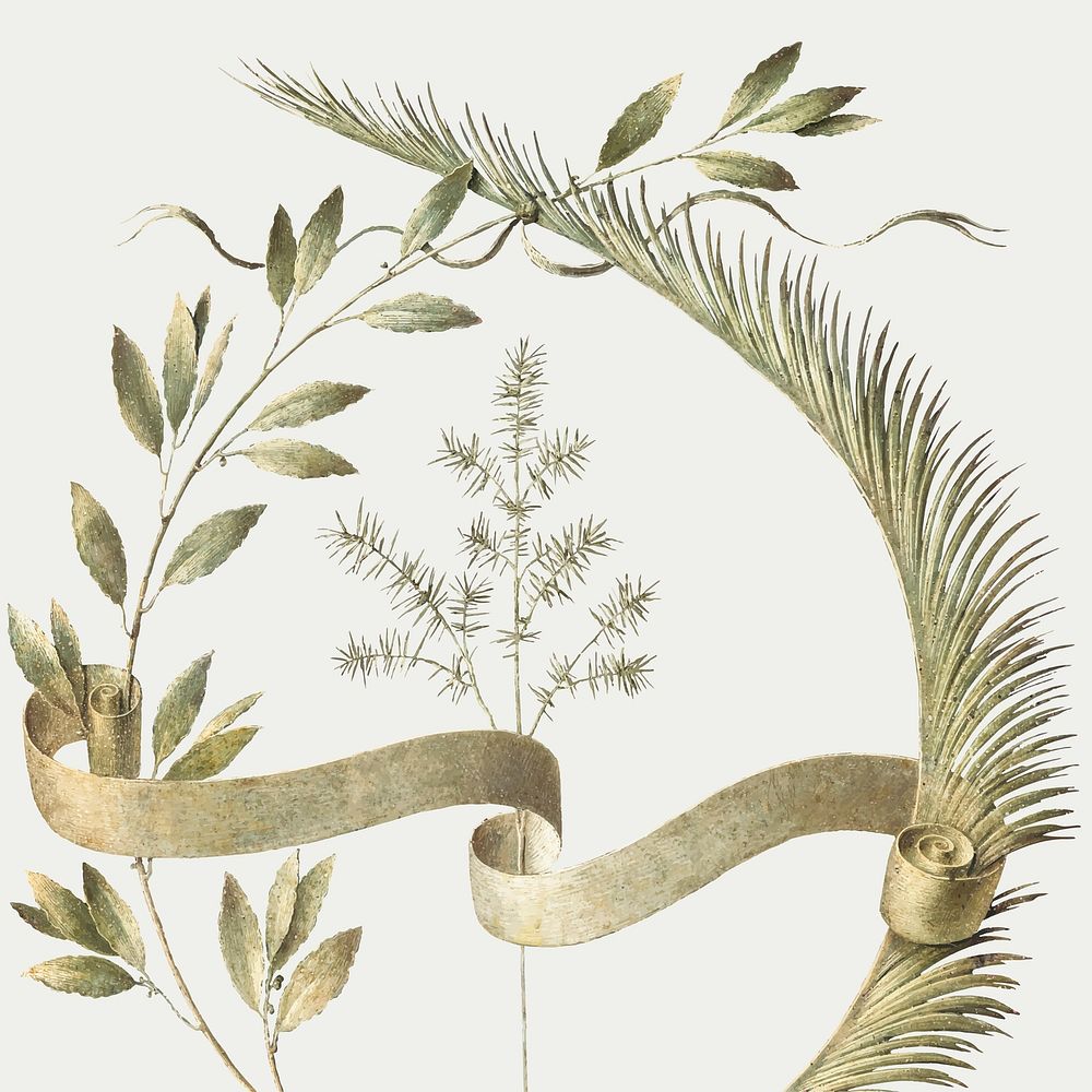 Vintage wreath laurel vector illustration, remixed from artworks by Leonardo da Vinci