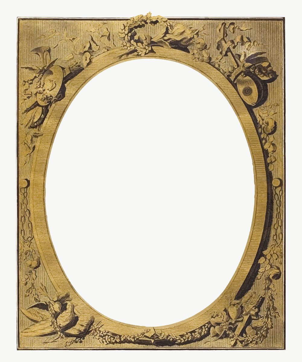 Gold paper frame vector antique art print, remixed from artwork by Louis-Marin Bonnet
