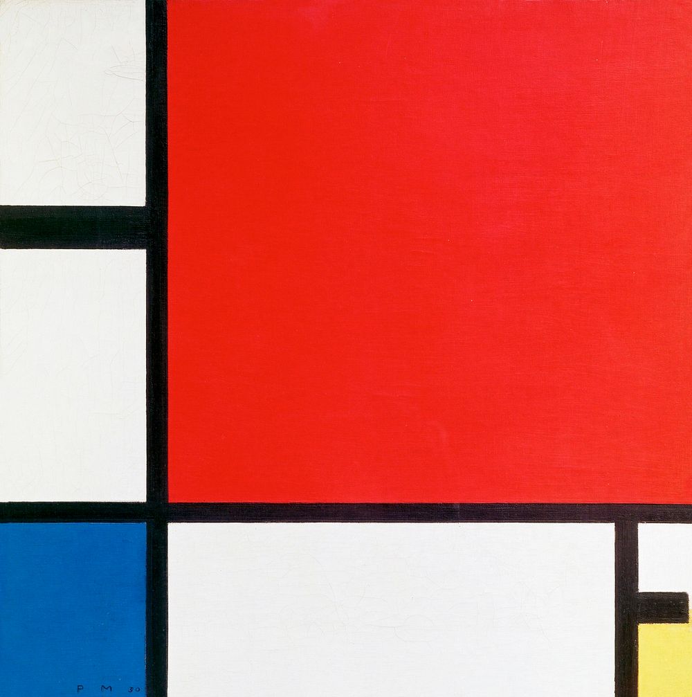 Piet Mondrian's Composition with Red, Blue, and Yellow (1930) famous painting. Original from Wikimedia Commons. Digitally…