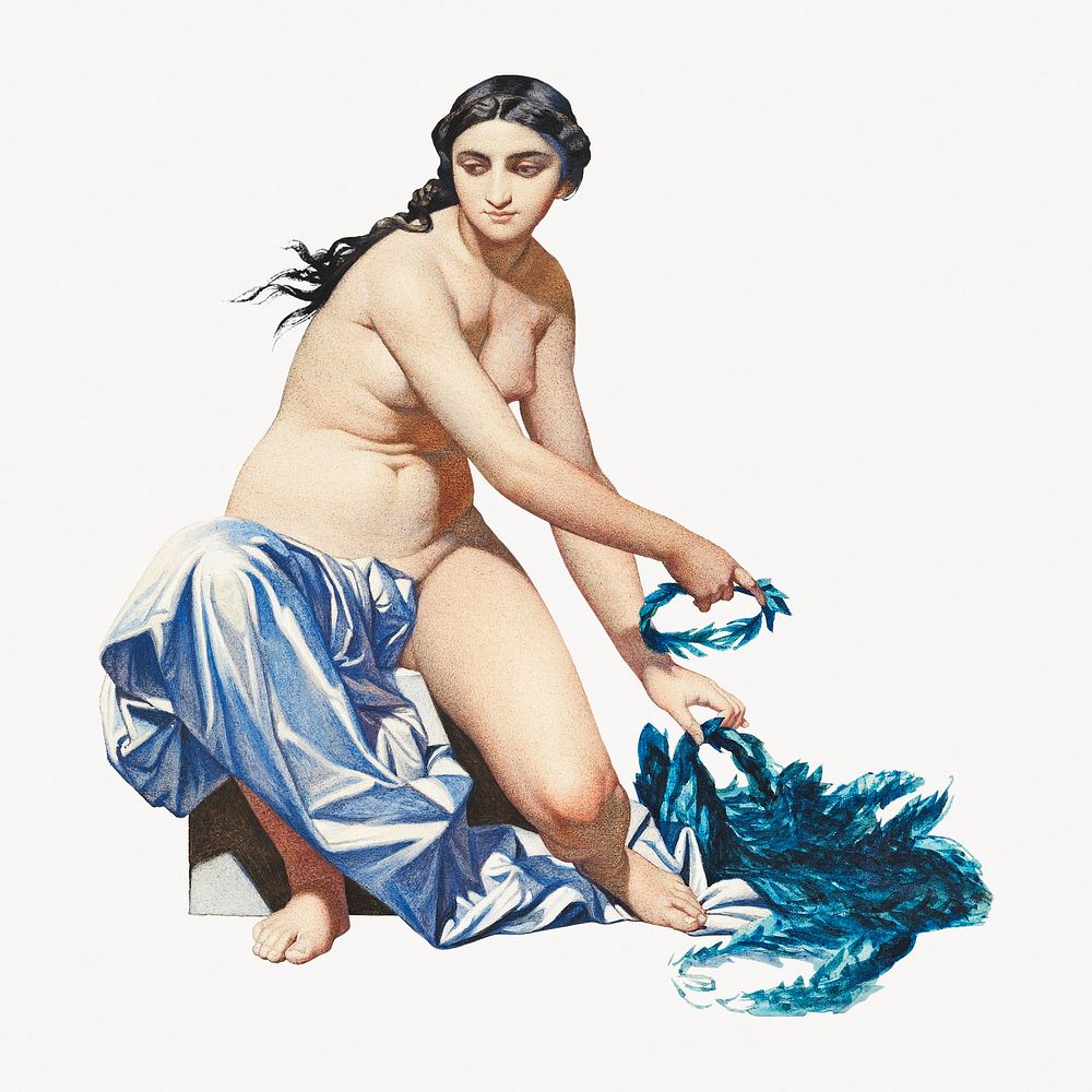 Naked woman illustration, vintage vintage artwork