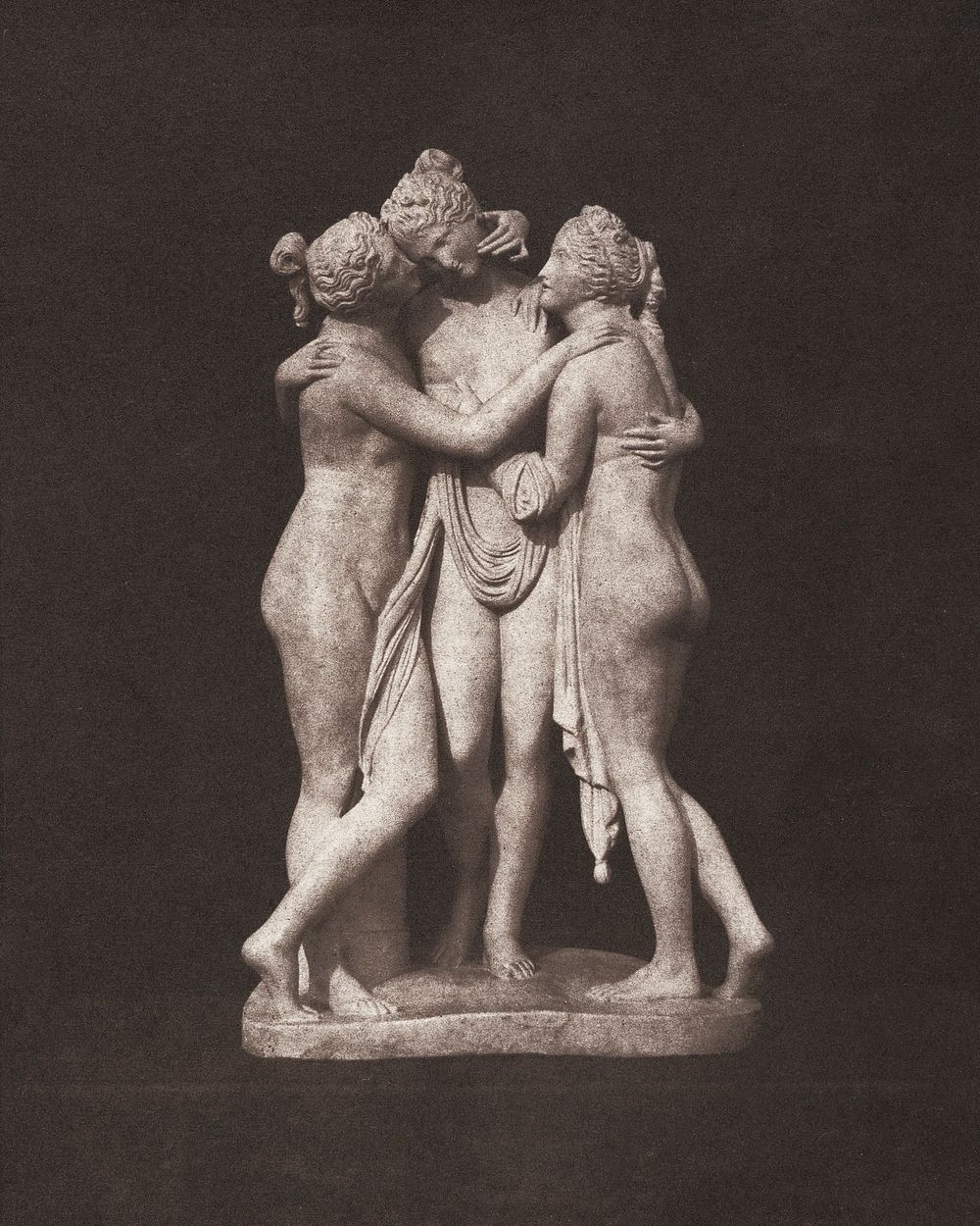 Sensual nude sculpture, Three Graces (1840s) by William Henry Fox Talbot. Original from The MET Museum. Digitally enhanced…