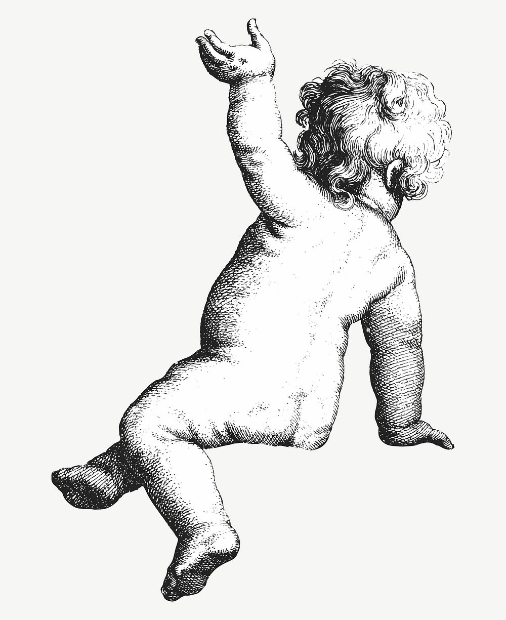 Cute cherub vector illustration, remix from artworks by Wenceslaus Hollar