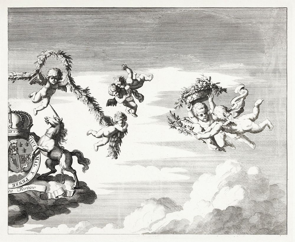Wapens van prins Willem IV en Anna van Engeland (1734).Original from The Rijksmuseum. Digitally enhanced by rawpixel.