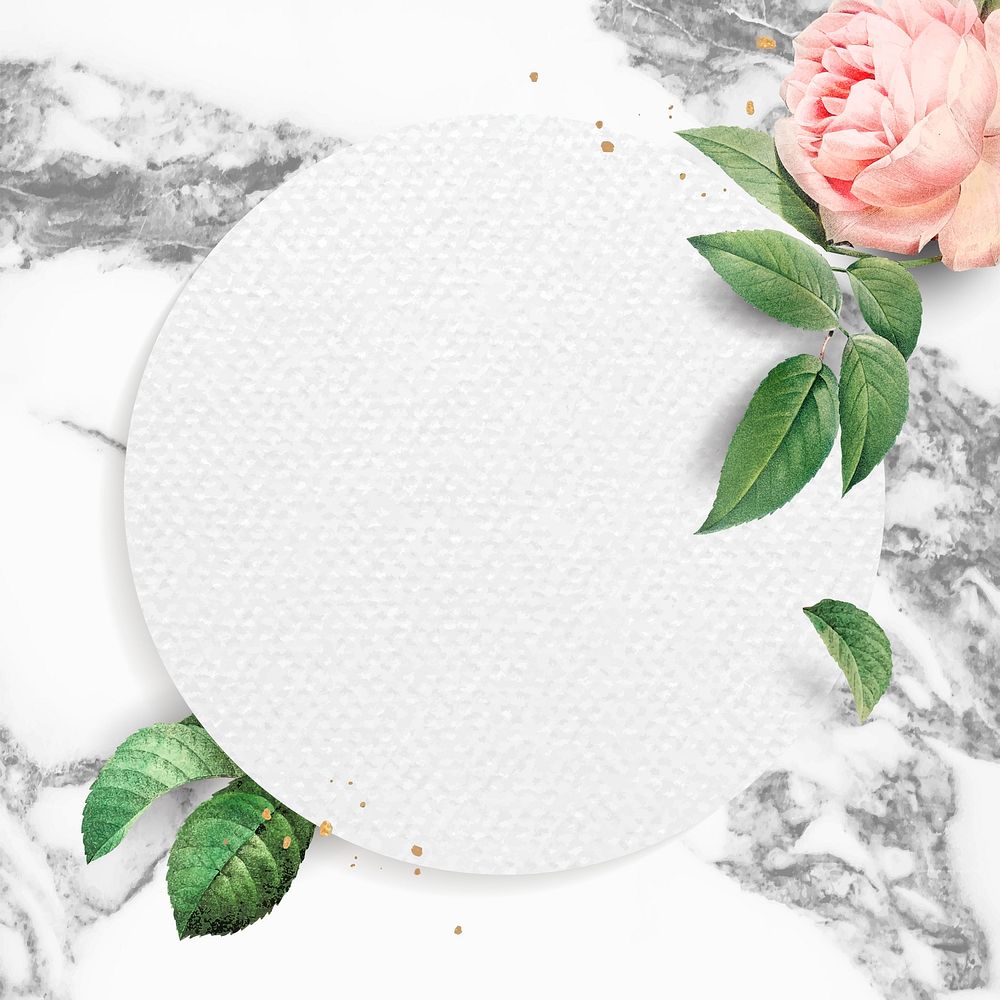 Blank floral round frame vector