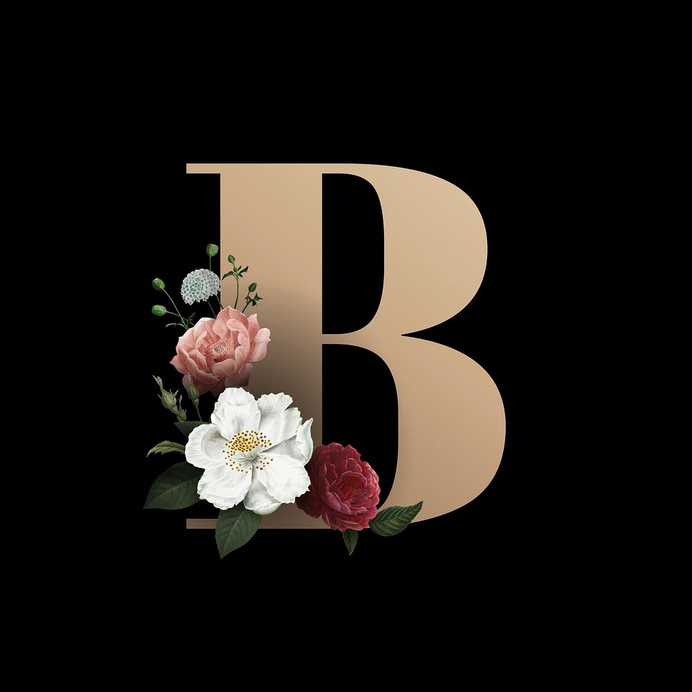 Classic and elegant floral alphabet font letter B vector