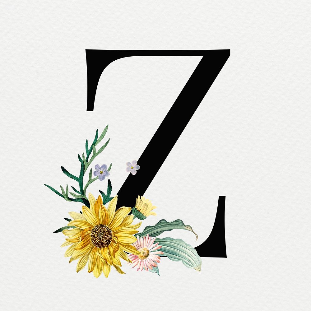 Z floral alphabet lettering psd