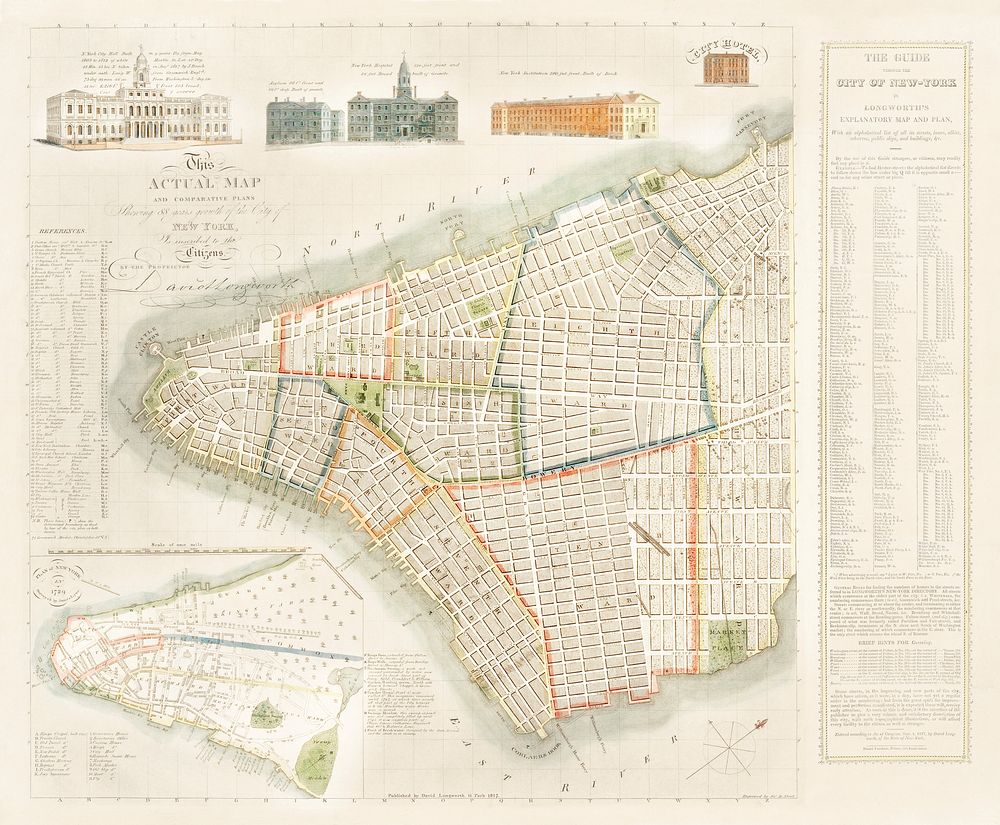 The City of New York: Longworth's Explanatory Map and Plan (1817) by David Longworth. Original from The MET Museum.…