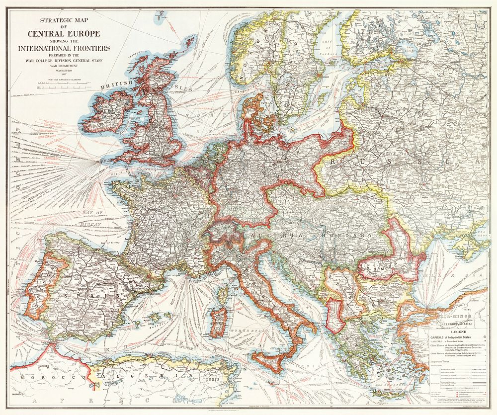 Strategic map of Central Europe showing the international frontiers / prepared in the War College Division (1915) by Arch.…