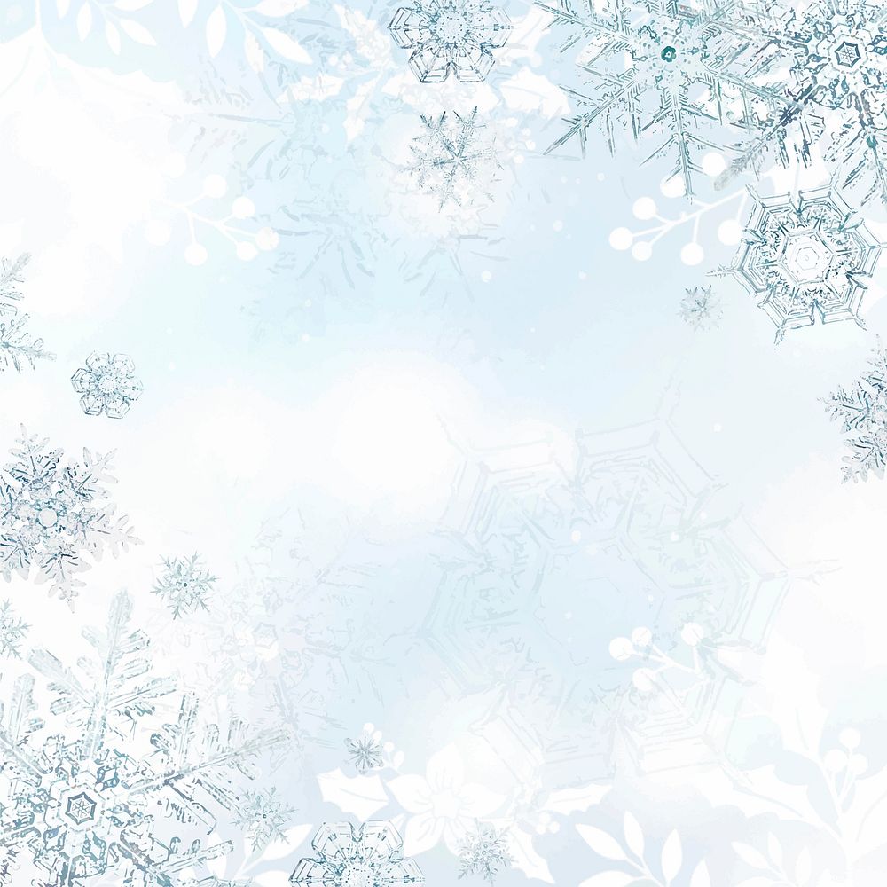 New year snowflake frame vector, remix of photography by Wilson Bentley