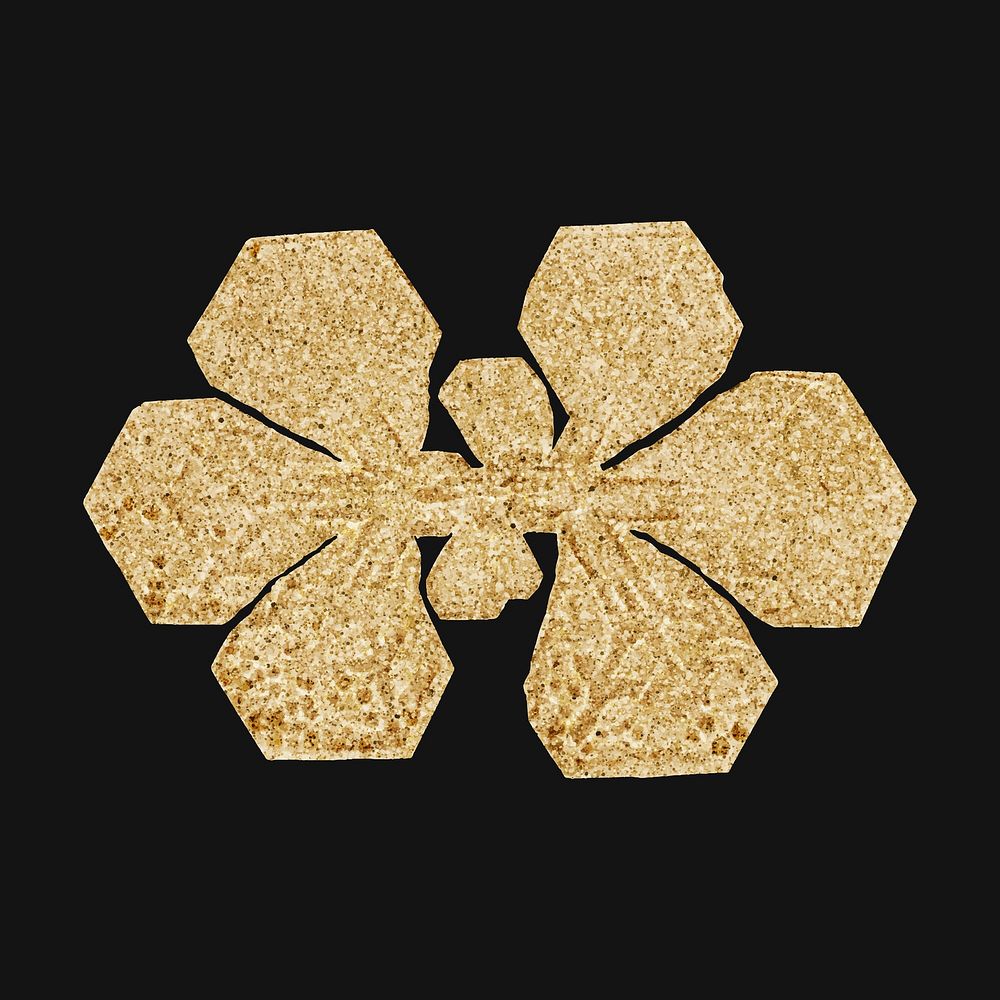 Gold Christmas snowflake vector ornament macro photography, remix of photography by Wilson Bentley