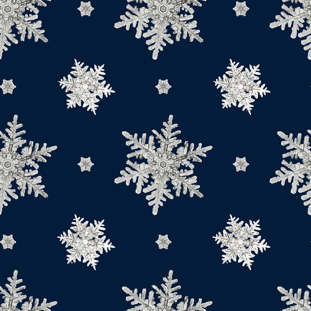 Blue Christmas psd snowflake pattern background, remix of photography by Wilson Bentley
