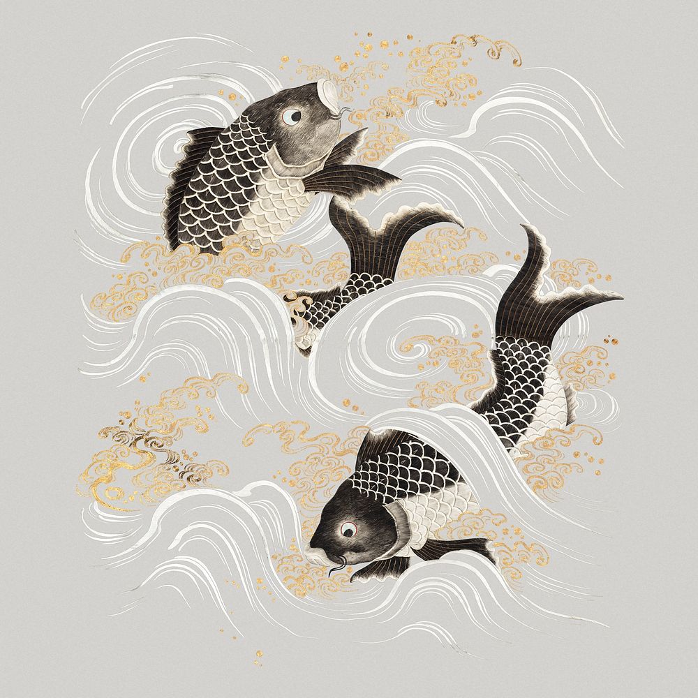 Japanese fish, Fukusa's vintage illustration
