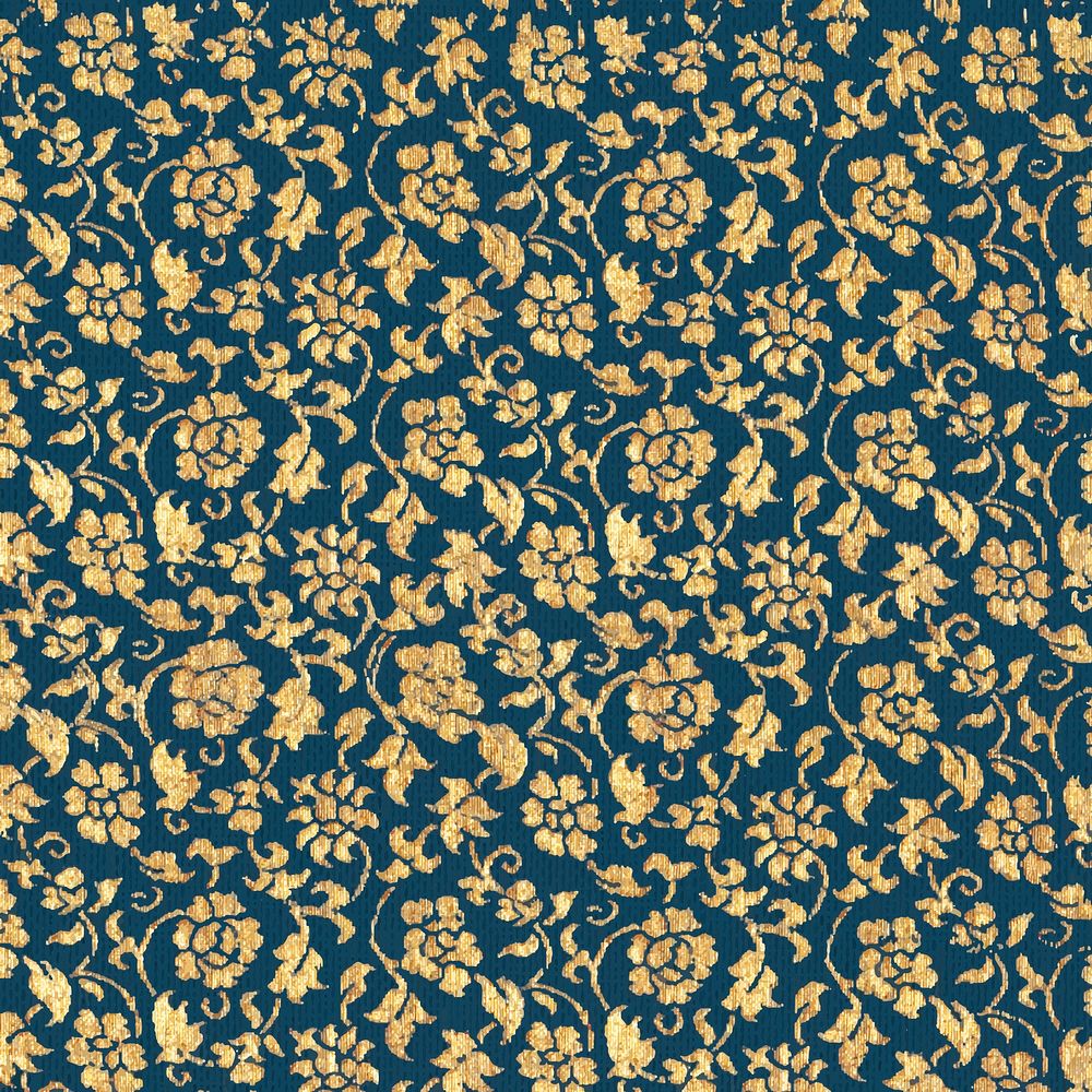Vintage gold floral pattern background vector, remix from public domain artwork