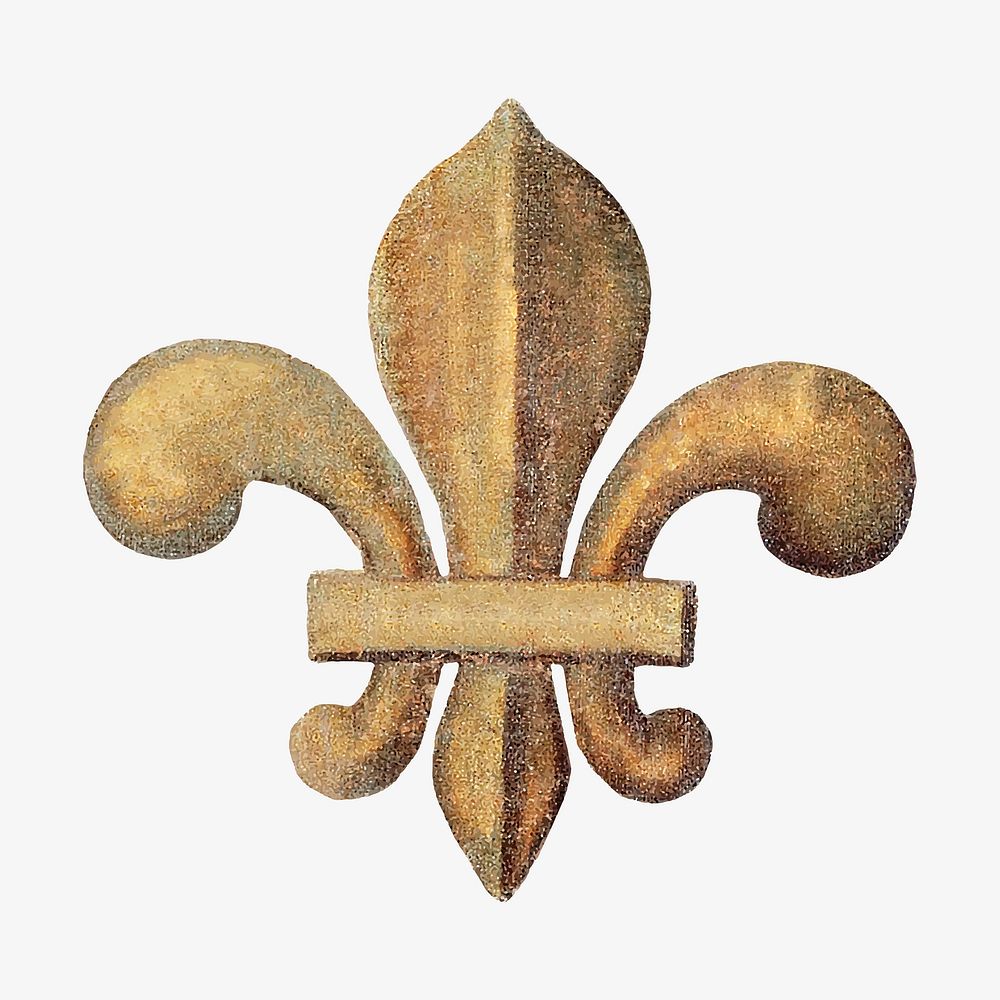 Vintage gold scout badge vector, featuring public domain artworks