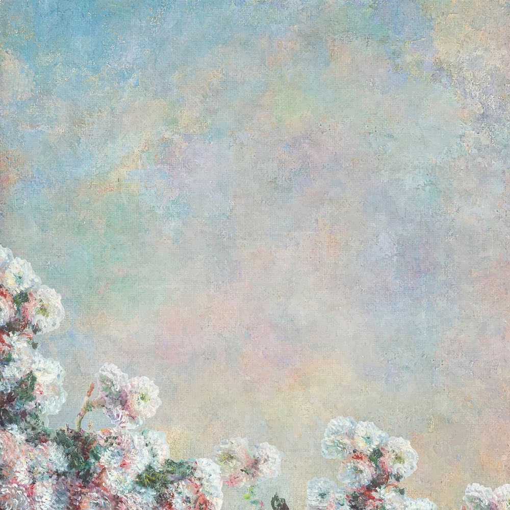 Vintage floral background vector remixed from the artworks of Claude Monet.
