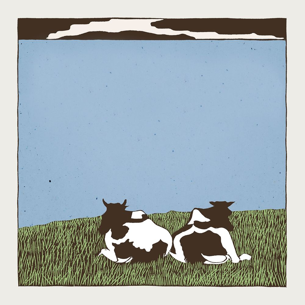 Vintage cows psd art print background, remix from artworks by Samuel Jessurun de Mesquita