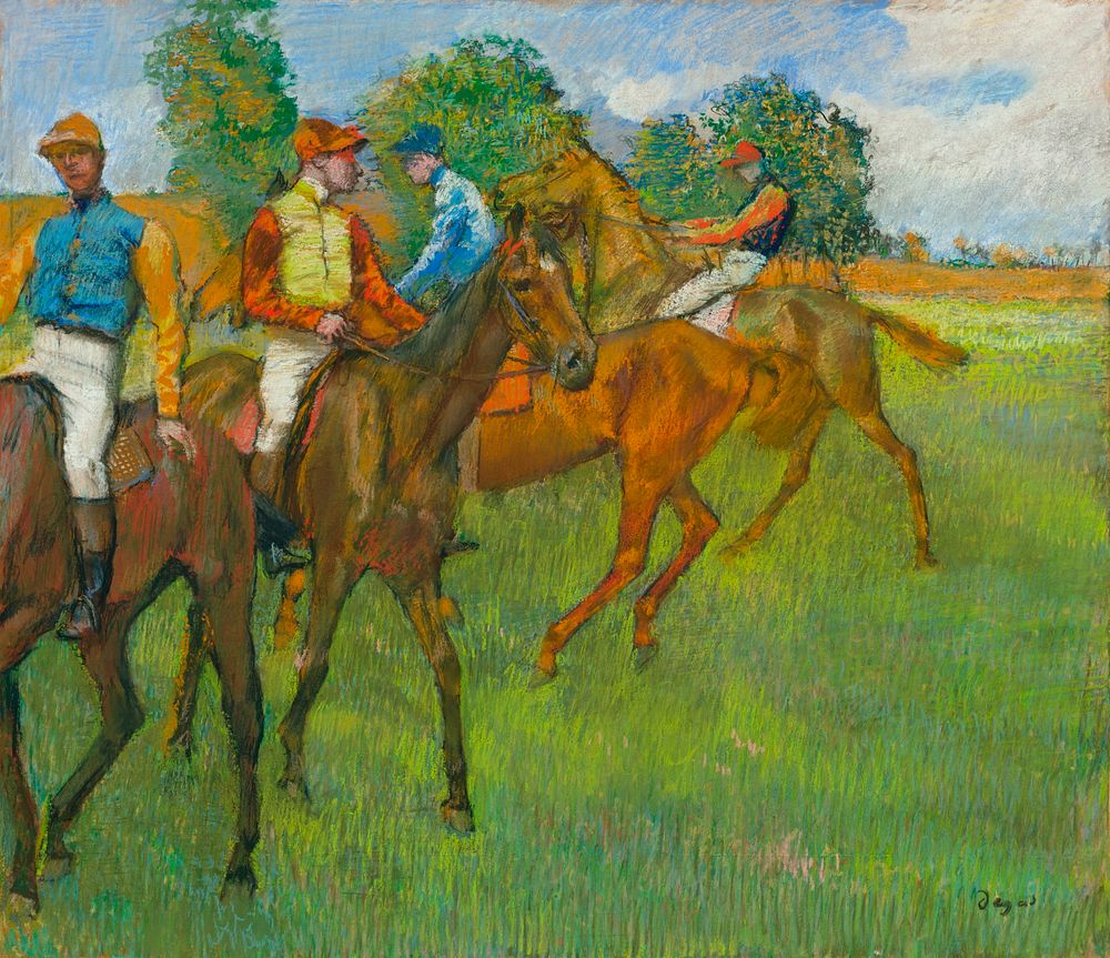 Before the Race (1887&ndash;1889) painting in high resolution by the famous Edgar Degas. Original from the Cleveland Museum…