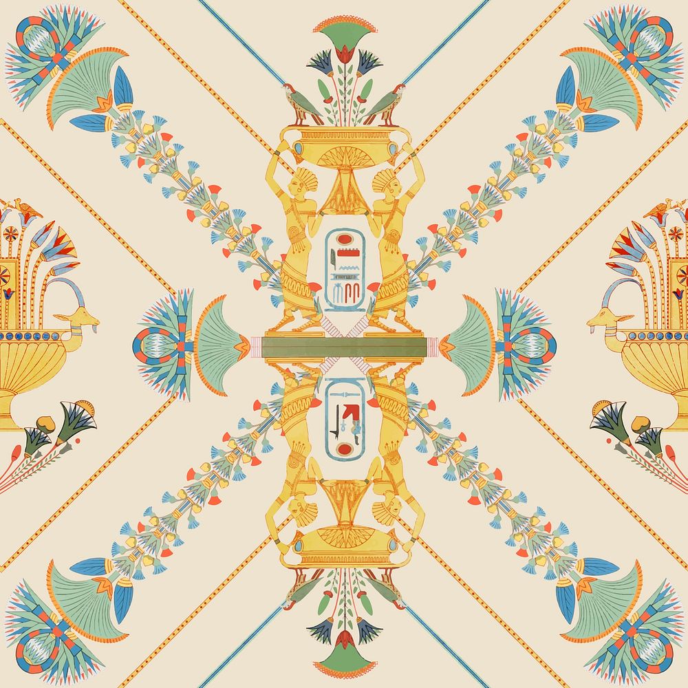 Egyptian ornamental seamless pattern vector background 