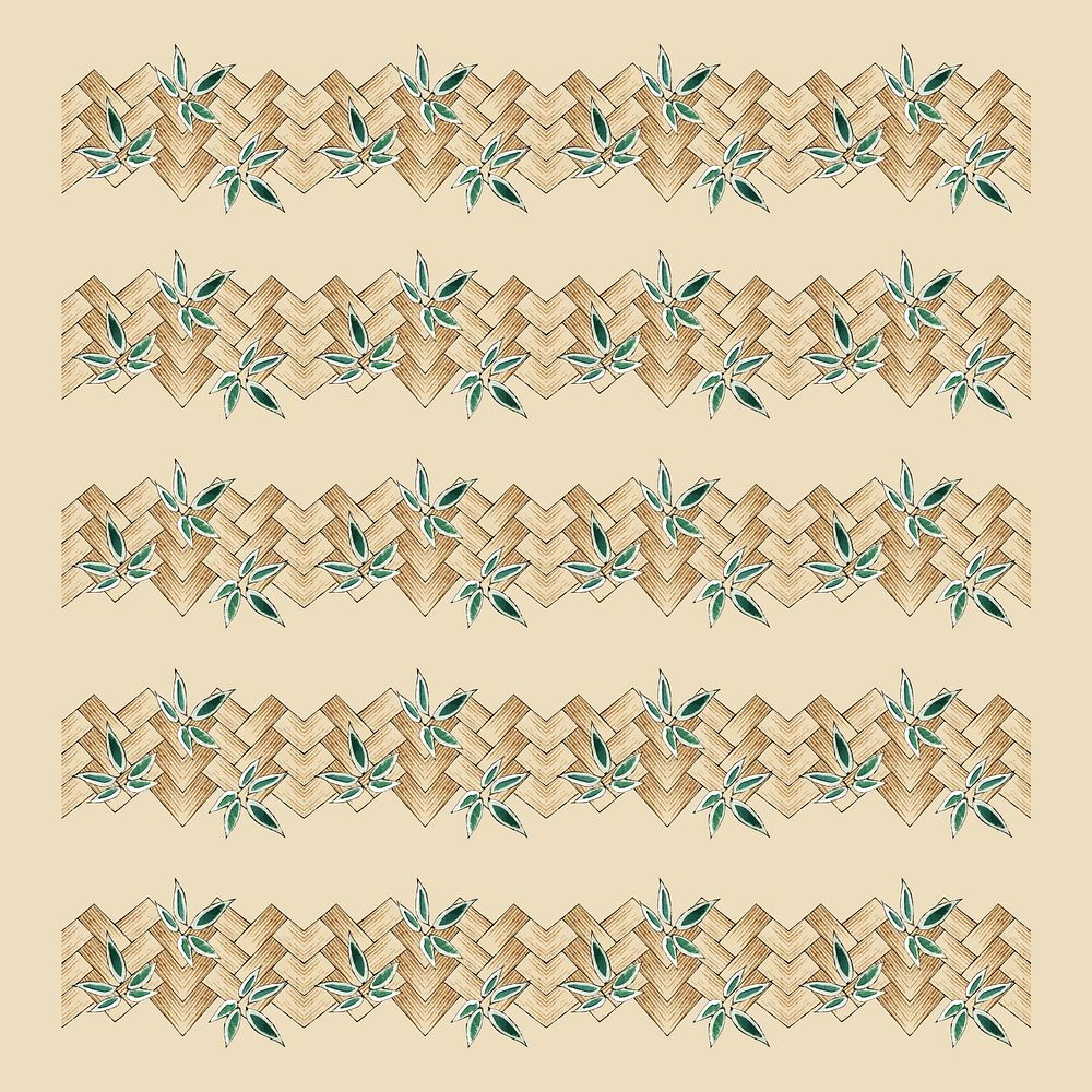 Japanese bamboo weave pattern brush vector set, remix of artwork by Watanabe Seitei