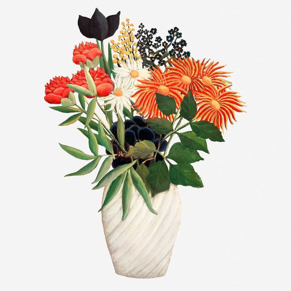 Flowers in a vase vintage illustration