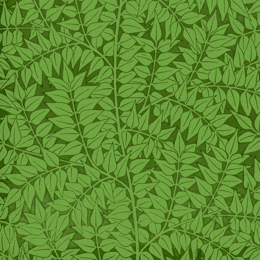 William Morris's vintage green laurel branches pattern illustration, remix from the original artwork