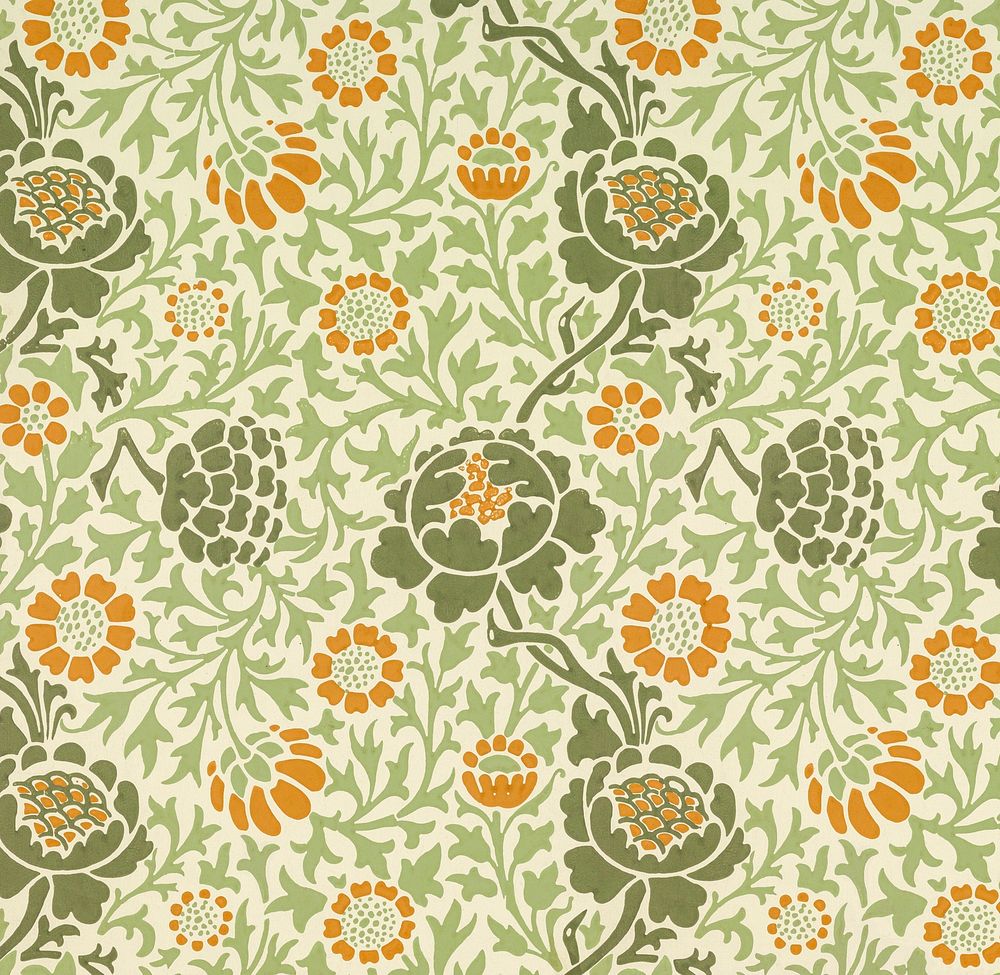William Morris's Grafton (1883) famous pattern. Original from The Smithsonian Institution. Digitally enhanced by rawpixel.