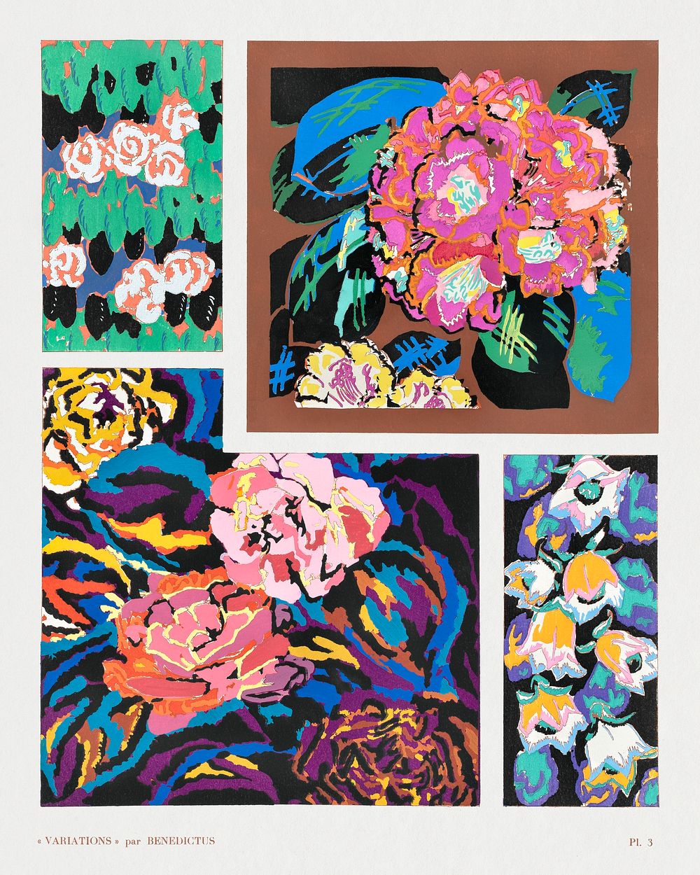 Flower vintage art deco pattern, variations 3 from our own Variations Quatre-Vingt-Six Motifs D&eacute;coratifs En Vingt…