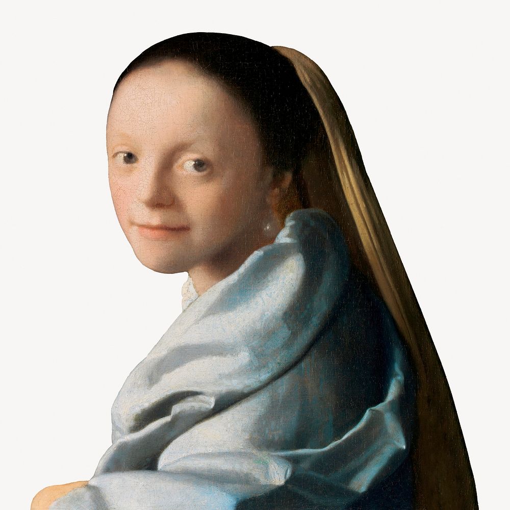 Vermeer, young woman illustration, vintage artwork psd