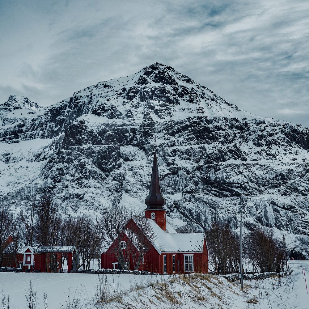 Flakstad Church on Lofoten islands, Norway