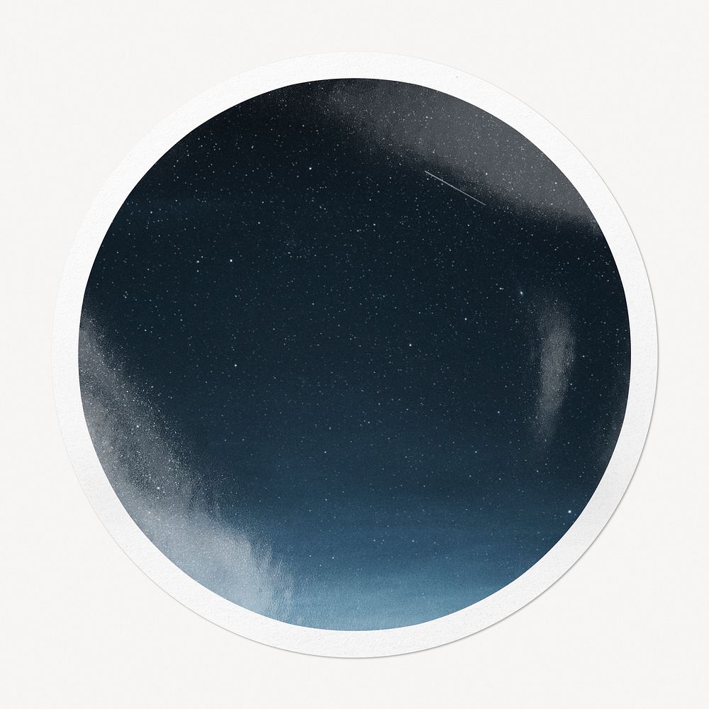 Starry sky in circle frame, astronomy image