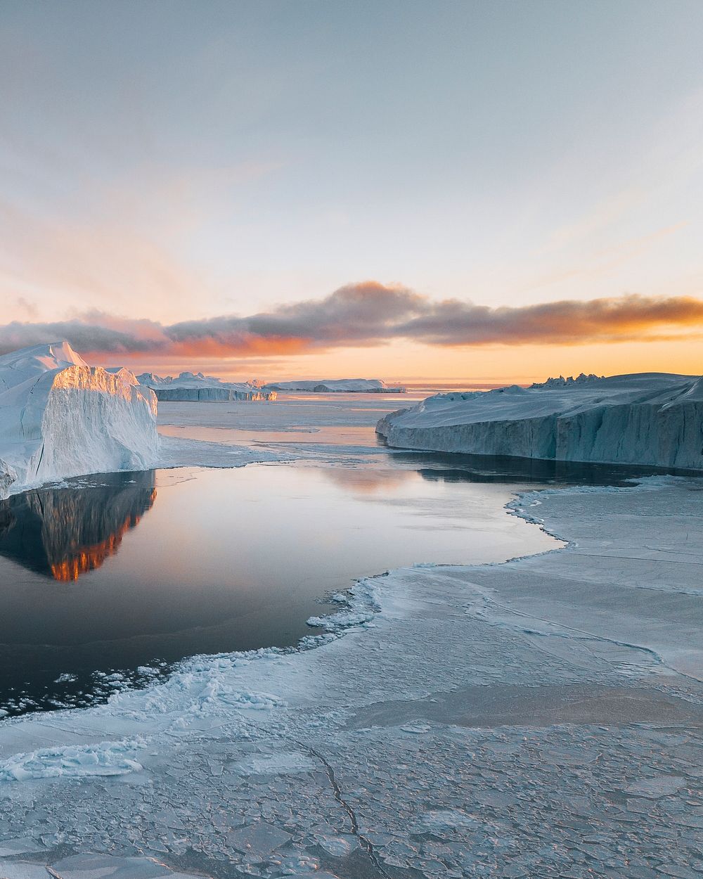 Ice covering the sea in Greenland