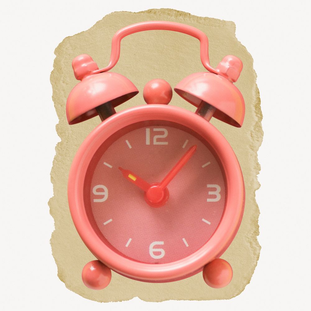 Alarm clock, object on ripped paper
